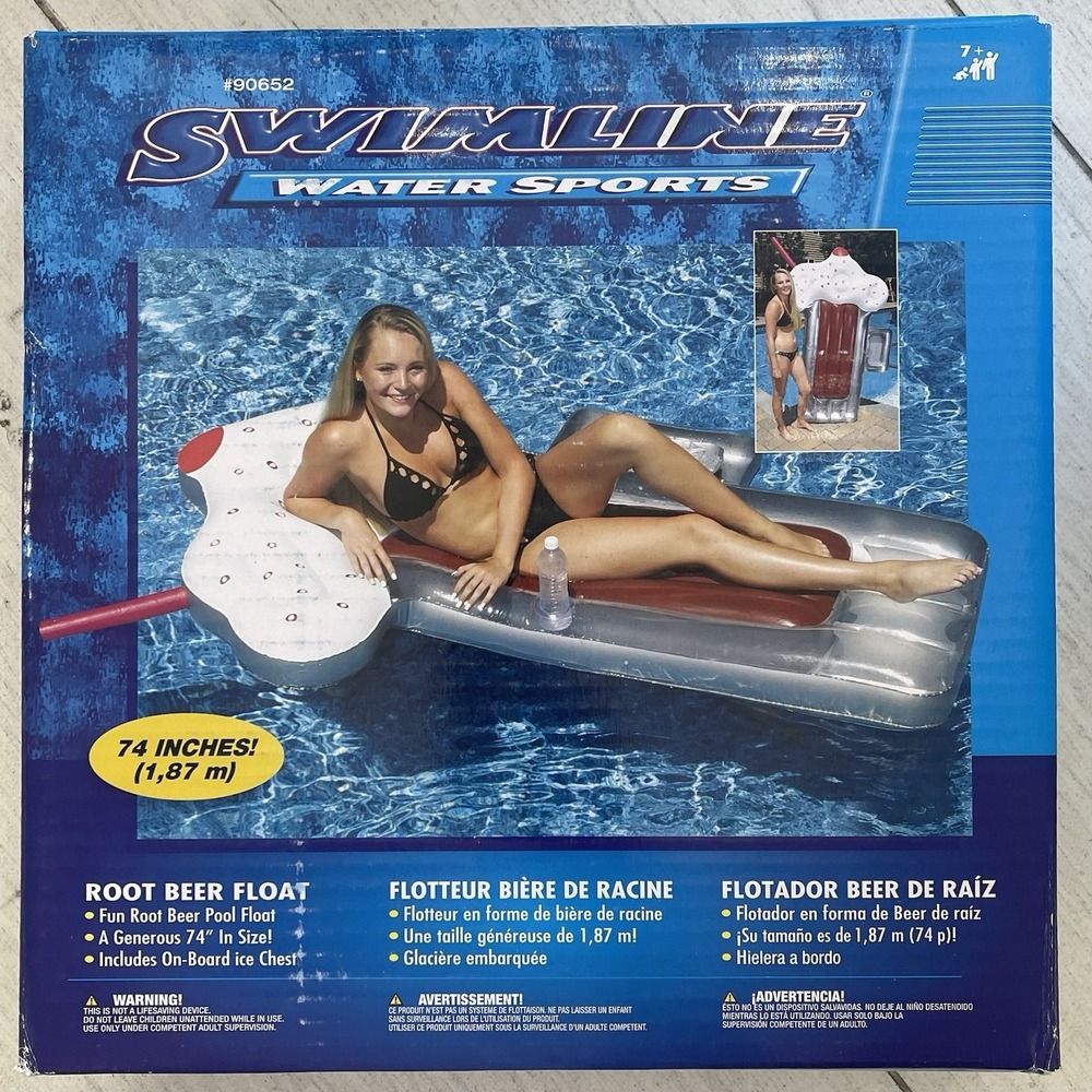Swimline Water Sports Root Beer Float Inflatable Ride On 74" Pool NIB 90652